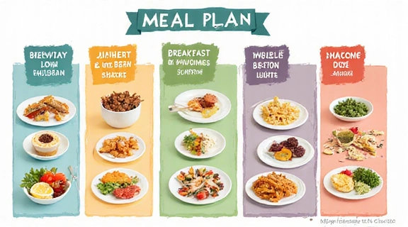 Gráfico de un plan de alimentación semanal con diversas comidas saludables